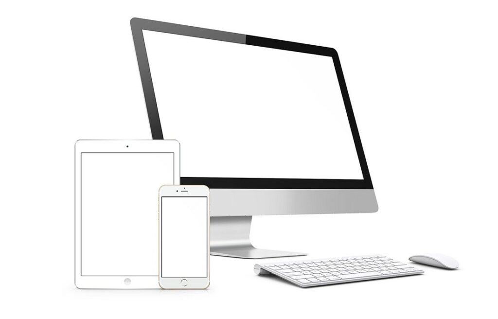 3D website mockup template with apple devices